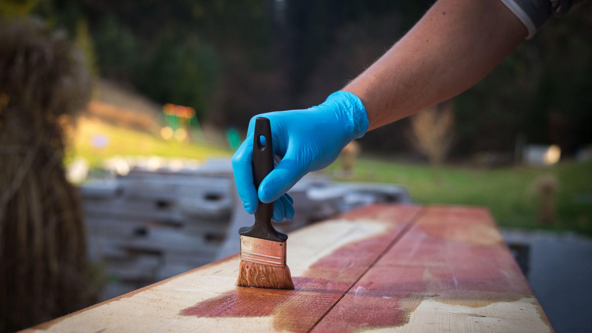 professional staining wood with brush