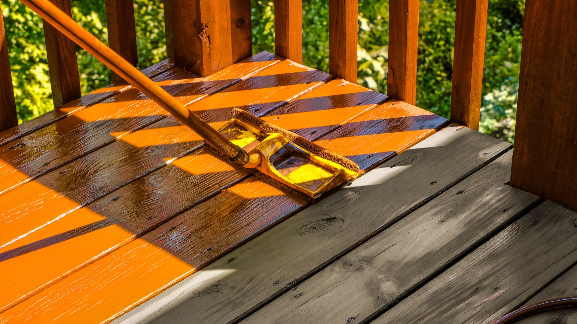 stained wooden deck before and after